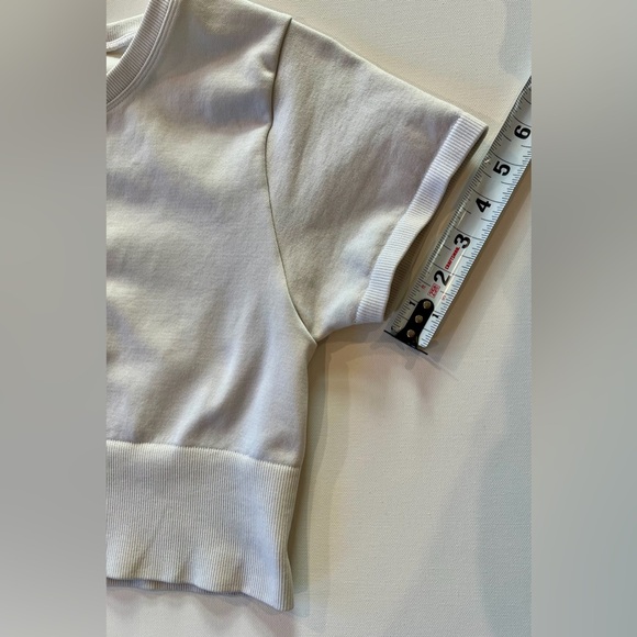 Aerie Offline Classic White Crop Top Medium Nylon Blend Workout Gym Shirt - Picture 9 of 11